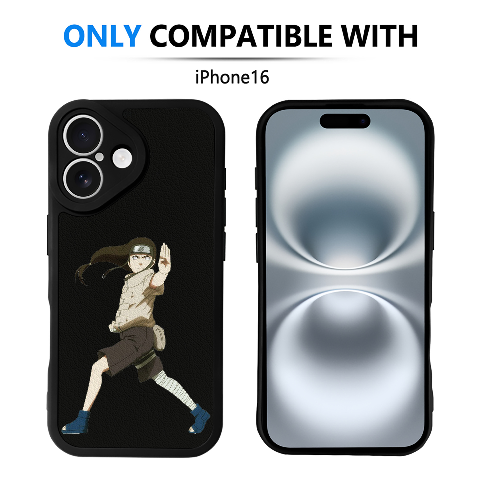 （画像用） NARUTO -ナルト- 日向ネジ Hyūga Neji 【iPhone 16シリーズ対応】シリコンスマホケース（レザー調） 材質：シリコン